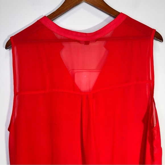 Addition Elle Red Sheer Ruffle Sleeveless Blouse Size 16 - Picture 8 of 11